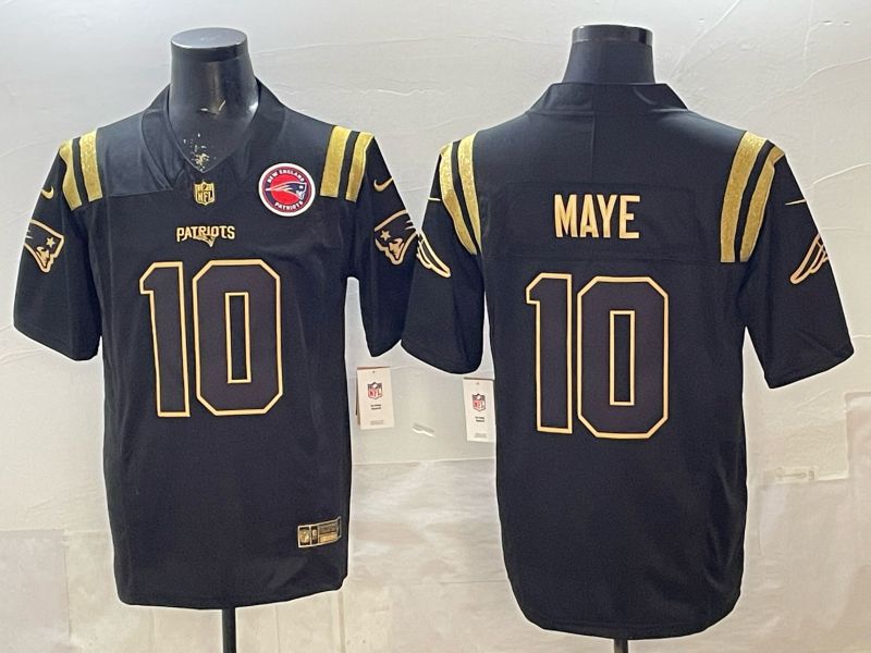 Men 2026 New England Patriots #10 Maye Black gold 3th generations Nike Limited NFL Jersey style 003